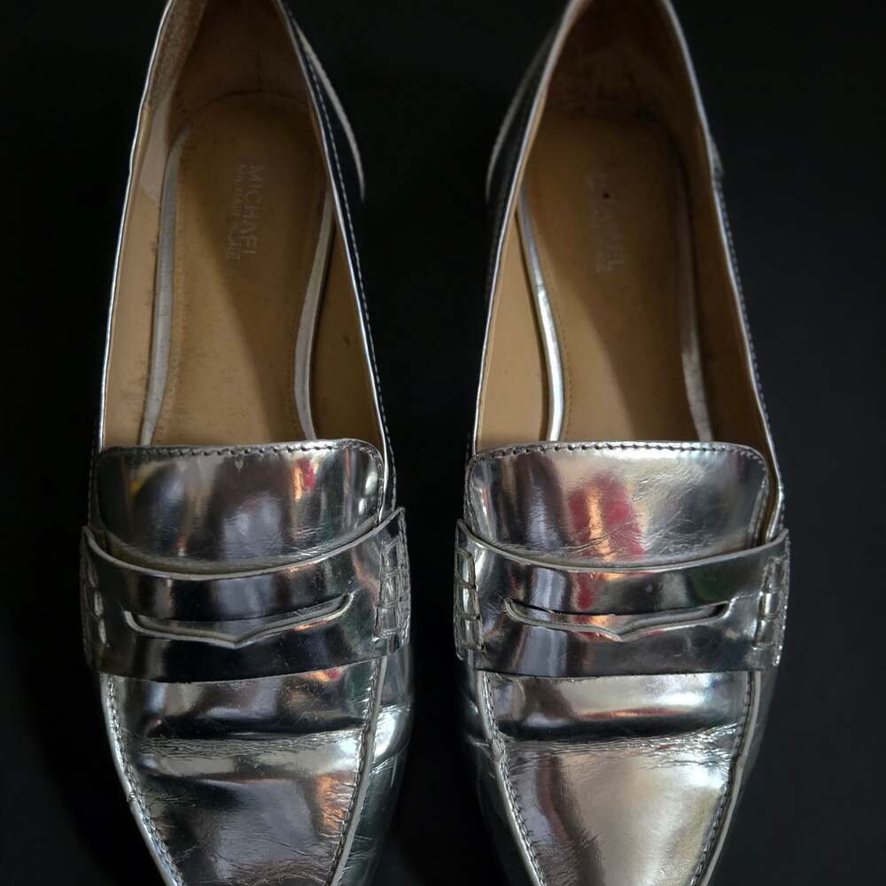 Michael Kors Metallic Silver Patent Leather Loafers